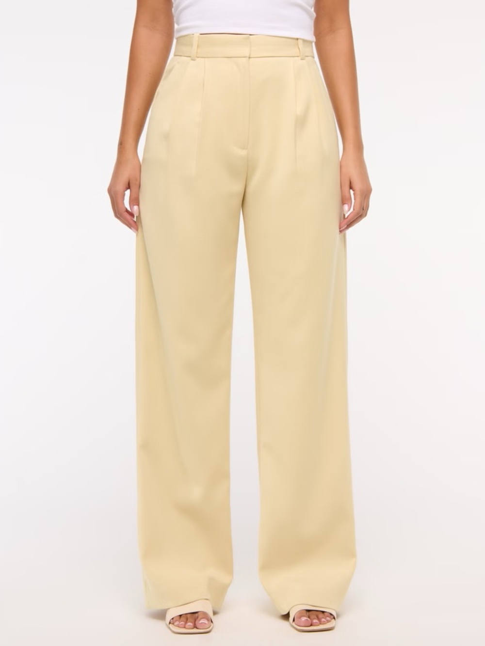 Abercrombie & Fitch Curve Love High Rise Sloane Trouser Pant in Yellow